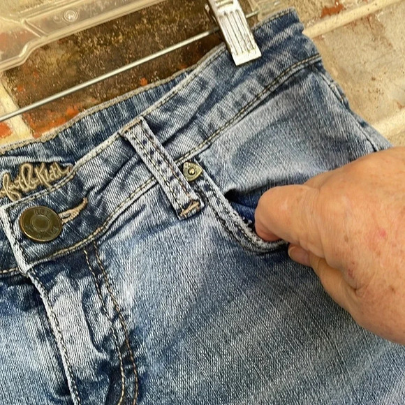 Kut From the Kloth Blue Light Wash Distressed Cuffed Shorts - Picture 3 of 10